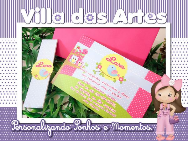 Convite com envelope mais faixa decorativa